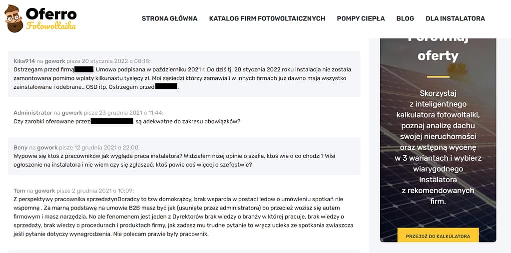 opinie o firmach fotowoilaticznych